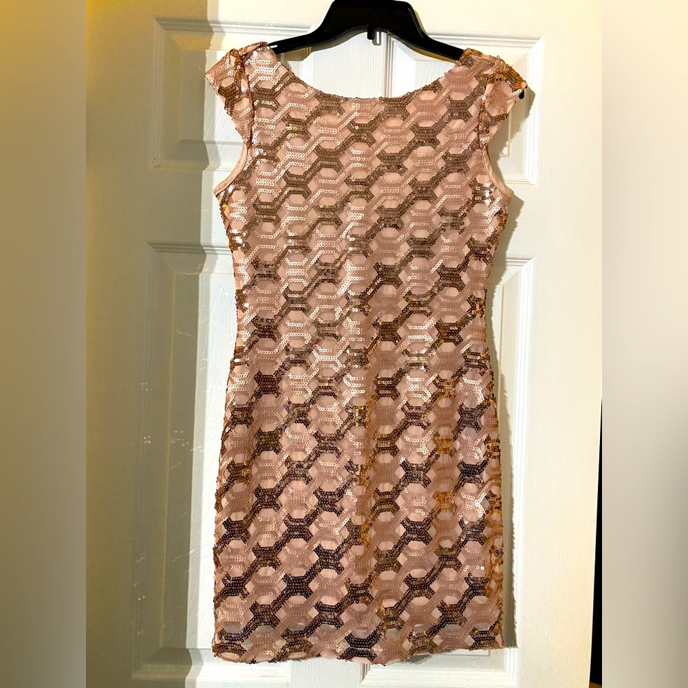 Beautiful Rose Gold Sequin Dress Speechless Size 5 Classy Zippered Back